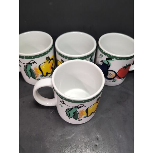 Tom Prager Vegetable Coffee Mug Set, Eggplant Tomato Pea, Lipper Mugs, Set of 4 - Picture 5 of 9